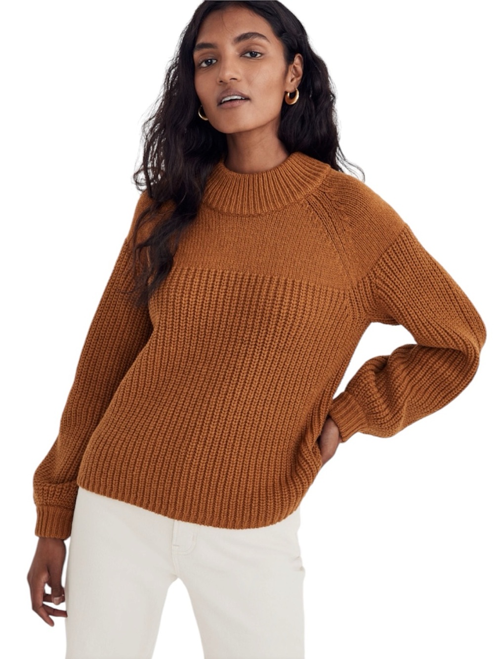 Madewell Balloon-Sleeve Mockneck Sweater